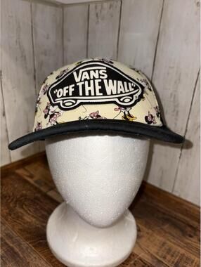 Vans Minnie Mouse Hat Cap Snap Back Black Black Mesh Trucker Patch One Size